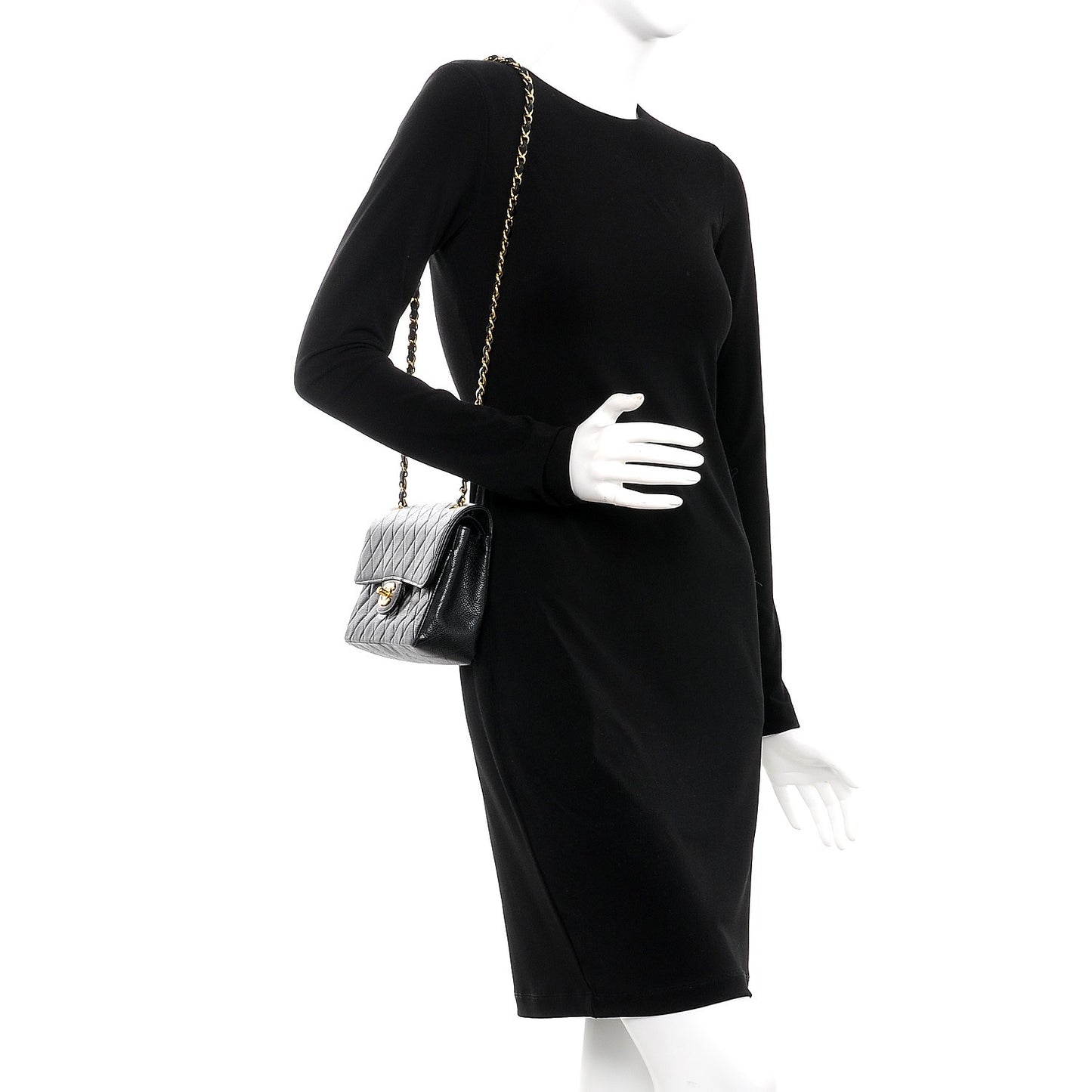 Caviar Quilted Small Double Flap Black