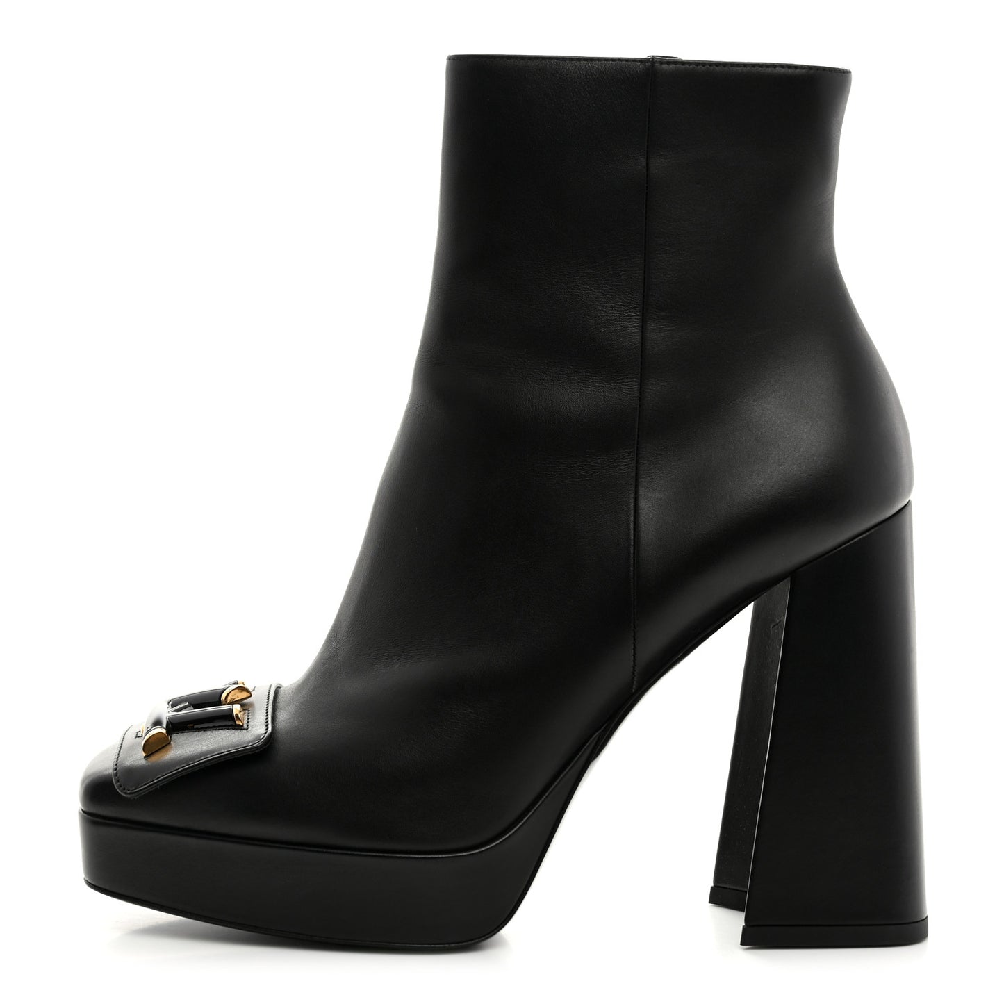 Calfskin Shake Platform Ankle Boots 39 Black