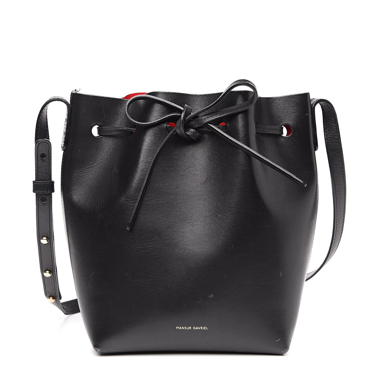 Vegetable Tanned Calfskin Bucket Bag Black Flamma