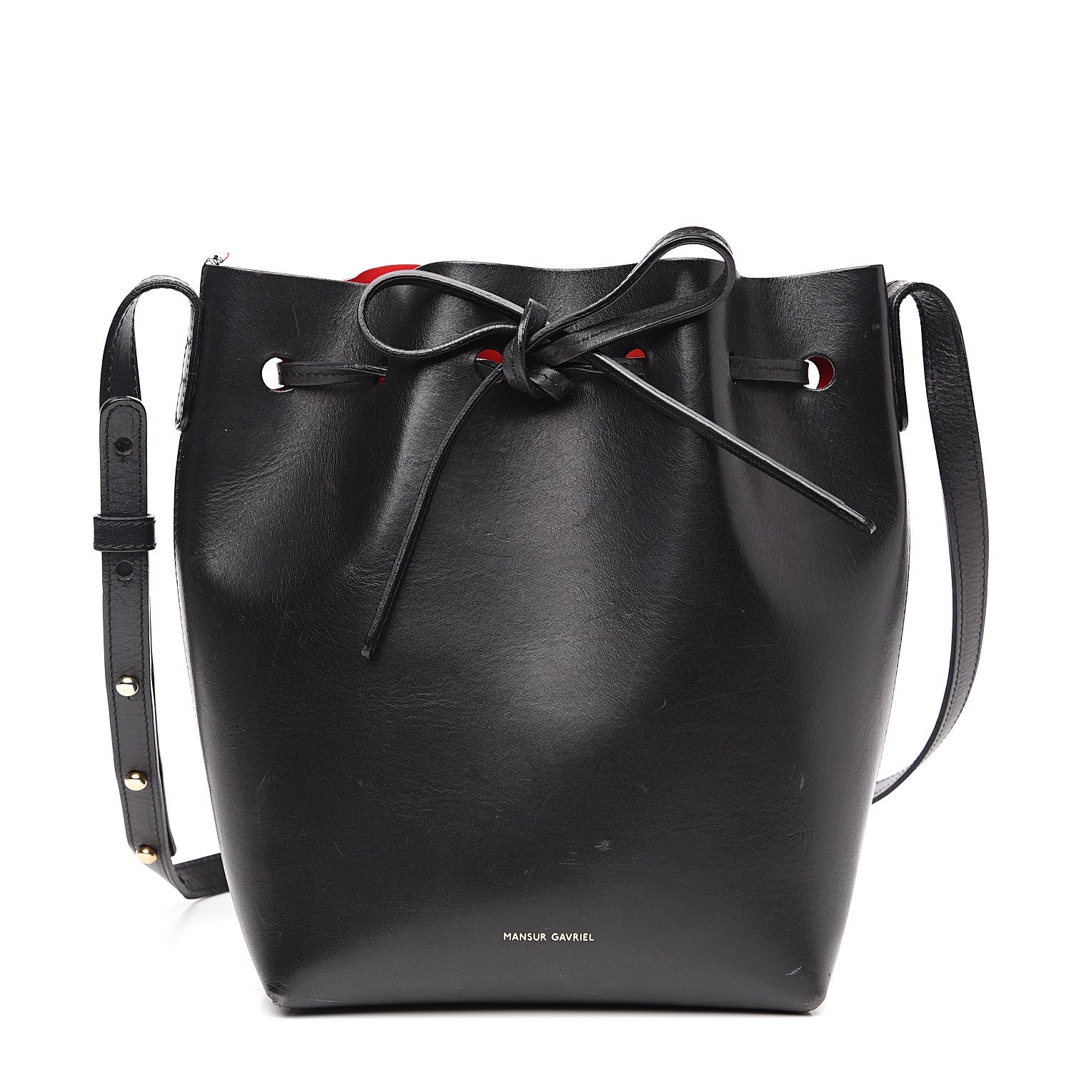 Mansur Gavriel Vegetable Tanned Calfskin Bucket Bag Black Flamma 1 of 15