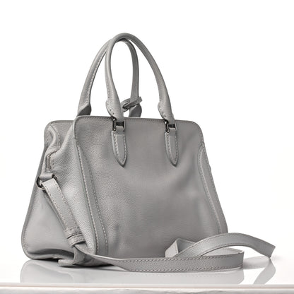Alexander McQueen Pebbled Calfskin Small Skull Padlock Zip Around Tote Light Grey 2 of 13