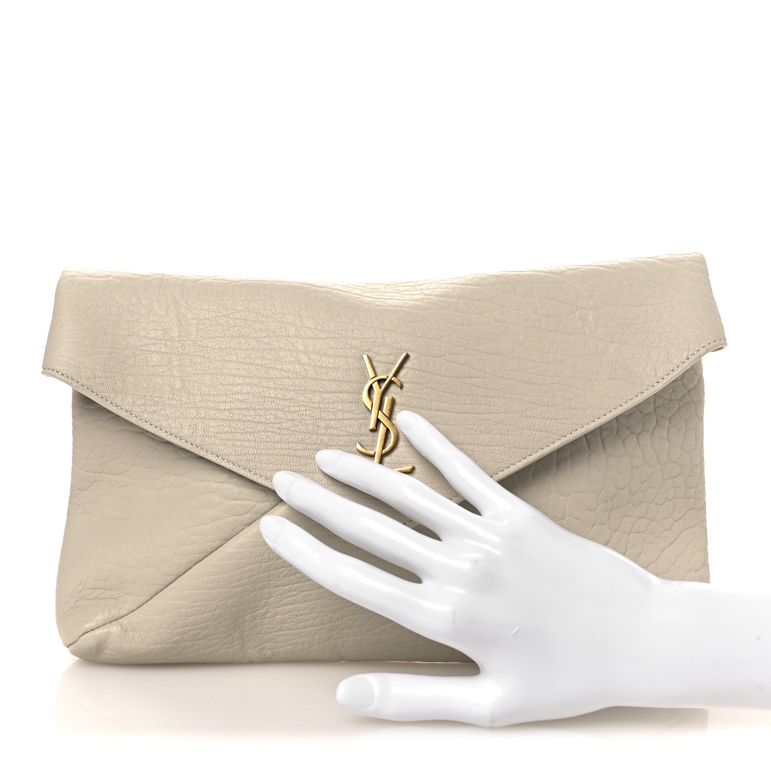 Saint Laurent Grained Lambskin Large Cassandre Envelope Pouch Blanc Vintage 2 of 10