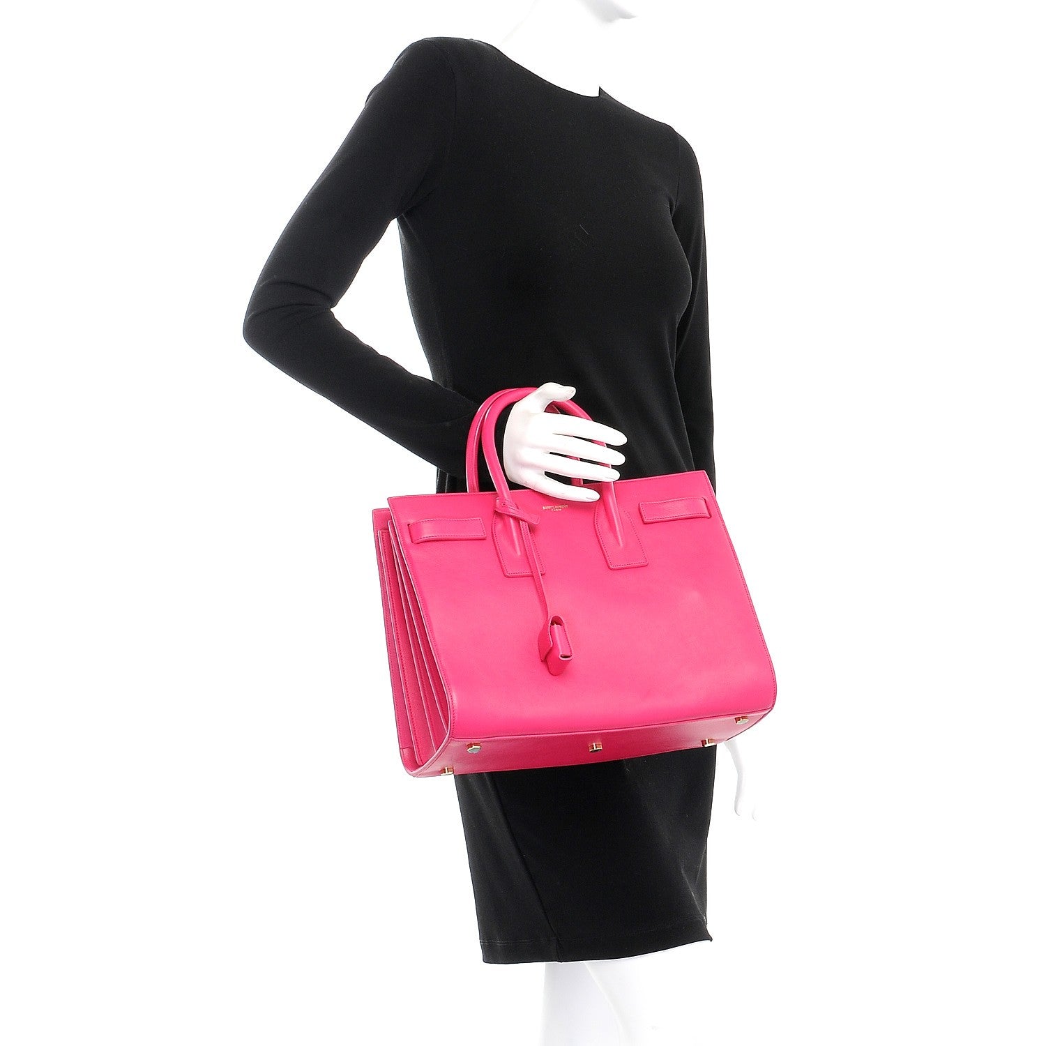 Saint Laurent Calfskin Small Sac De Jour Lipstick Fuchsia 3 of 11