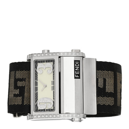Fendi Stainless Steel Canvas Diamond 38mm Zip Code Quartz Watch 2 of 5