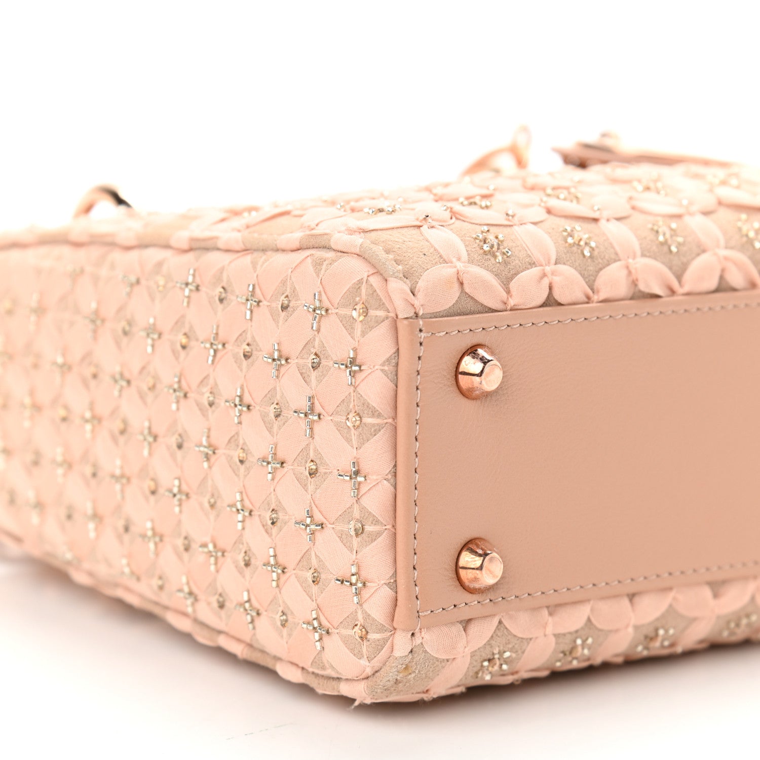 Christian Dior Suede Beaded Ribbon Mini Lady Dior Beige 8 of 9