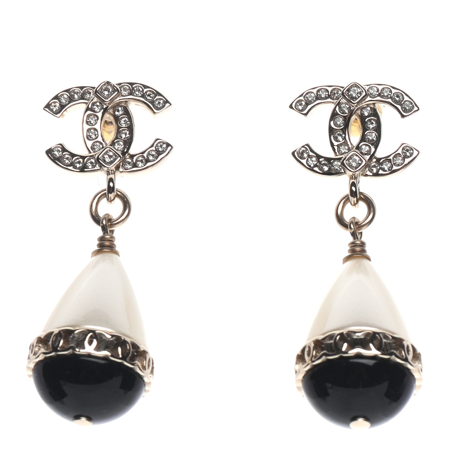 Chanel Crystal Bead Divine Highness Drop Earrings Gold 1 of 4