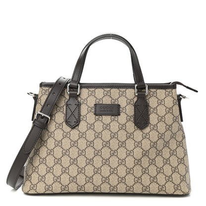 Gucci GG Supreme Monogram Small Zippered Tote Dark Brown 1 of 10
