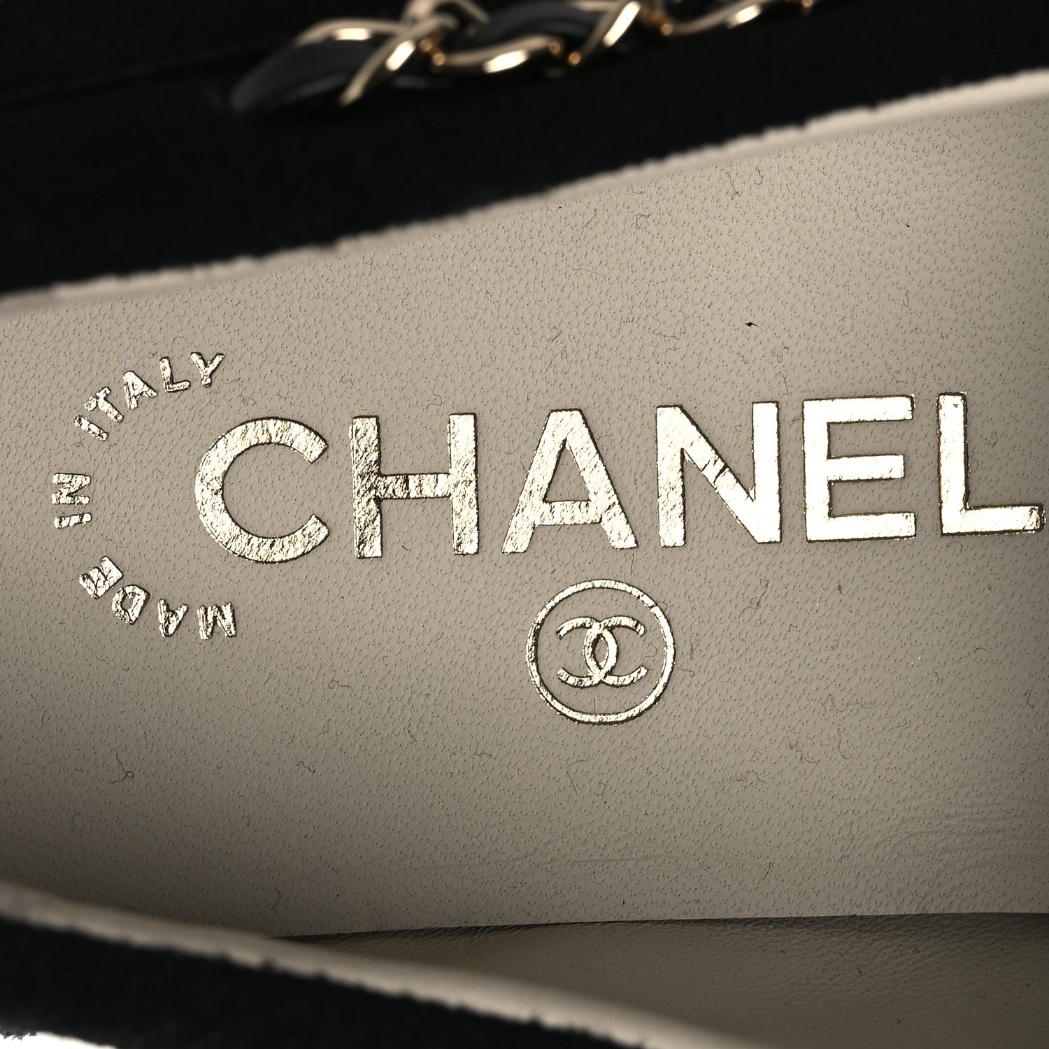 Chanel Suede Calfskin CC Chain Loafers 38.5 Black Light Gray 9 of 11