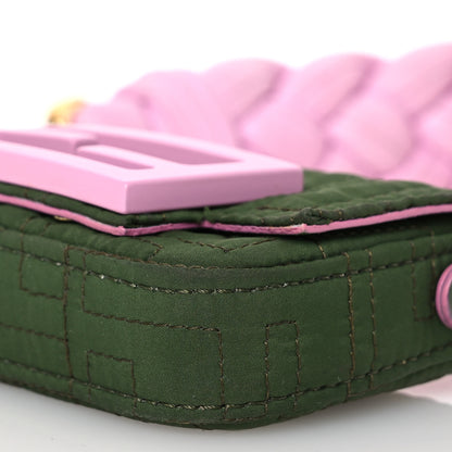 Fendi Nylon Nappa FF Stitched Nano Baguette Maxi Handle Charm Green Pink 9 of 14