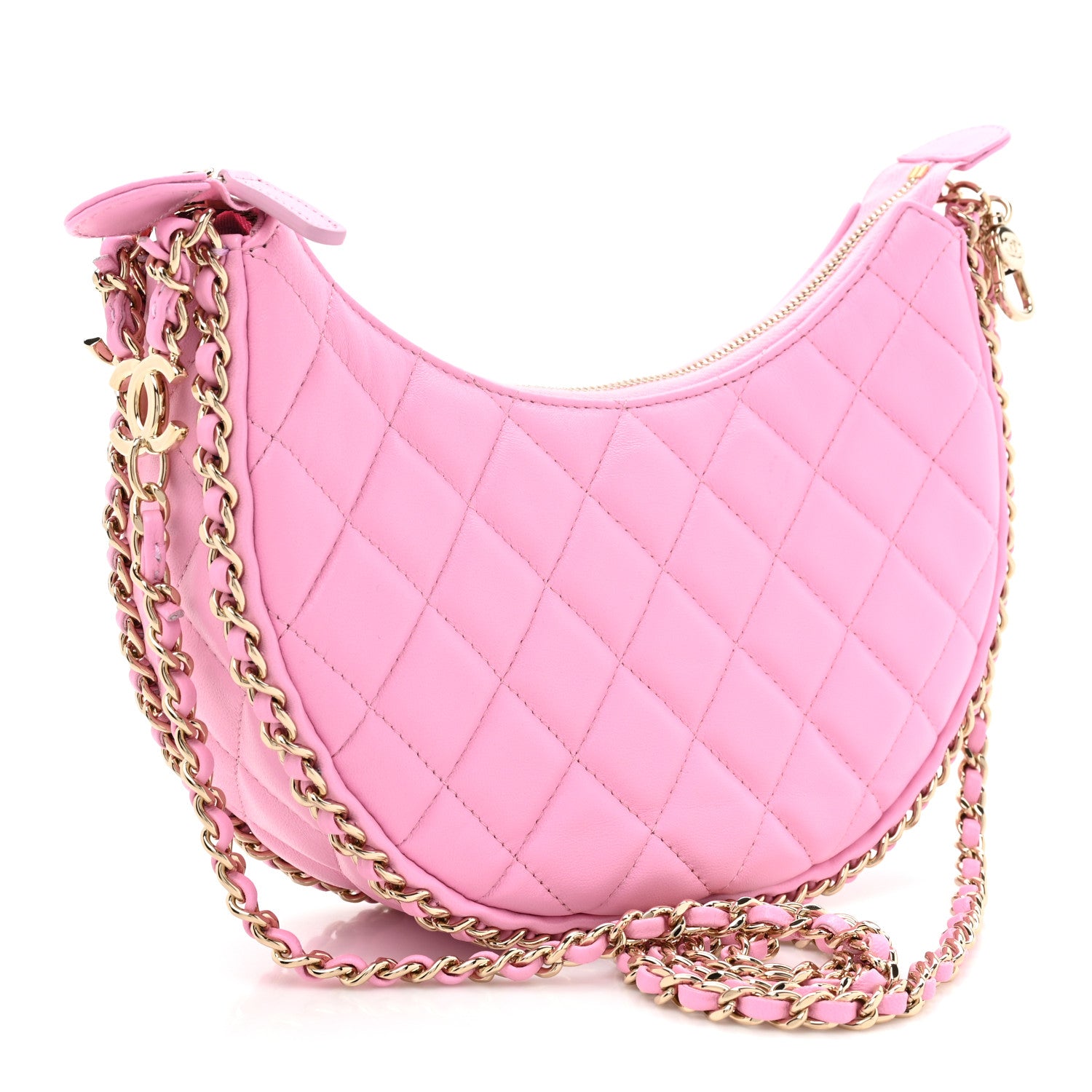 Chanel Lambskin Quilted Chain Around Hobo Pink 3 of 11