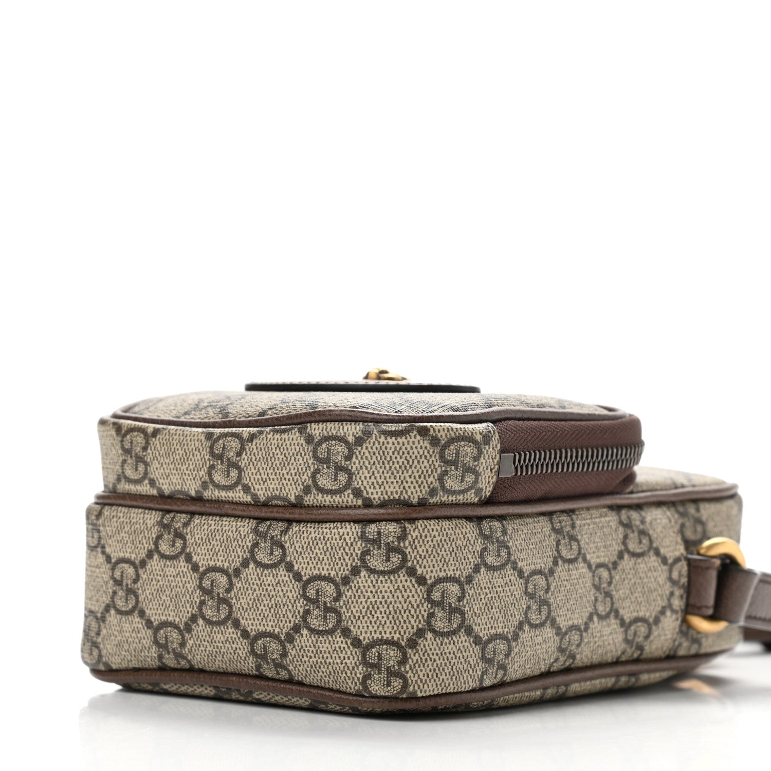 Gucci GG Supreme Monogram Mini Neo Vintage Double Zip Messenger Bag Beige New Acero Crop 10 of 12