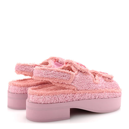 Chanel Fabric Terry Cloth Velcro Dad Platform Sandals 37 Light Pink Multicolor 5 of 10