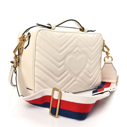 Gucci Calfskin Matelasse Sylvie Web Small GG Marmont Top Handle Shoulder Bag White 3 of 10