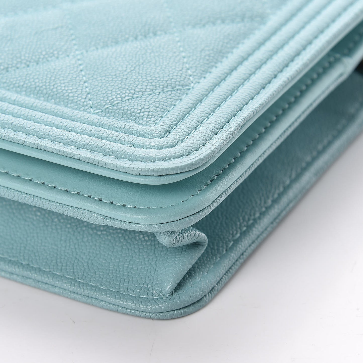 Caviar Quilted Boy Wallet On Chain WOC Light Blue