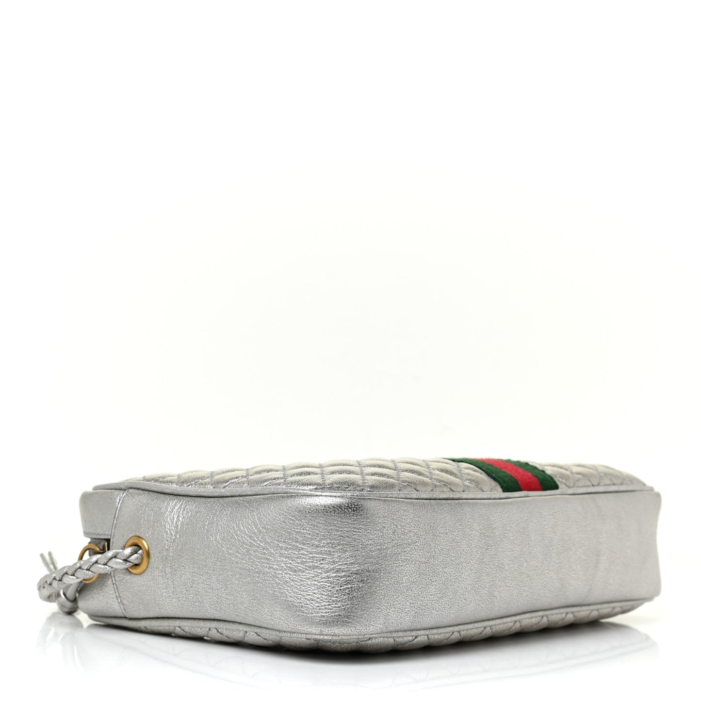 Laminated Nappa Web Trapuntata Small GG Shoulder Bag Argento