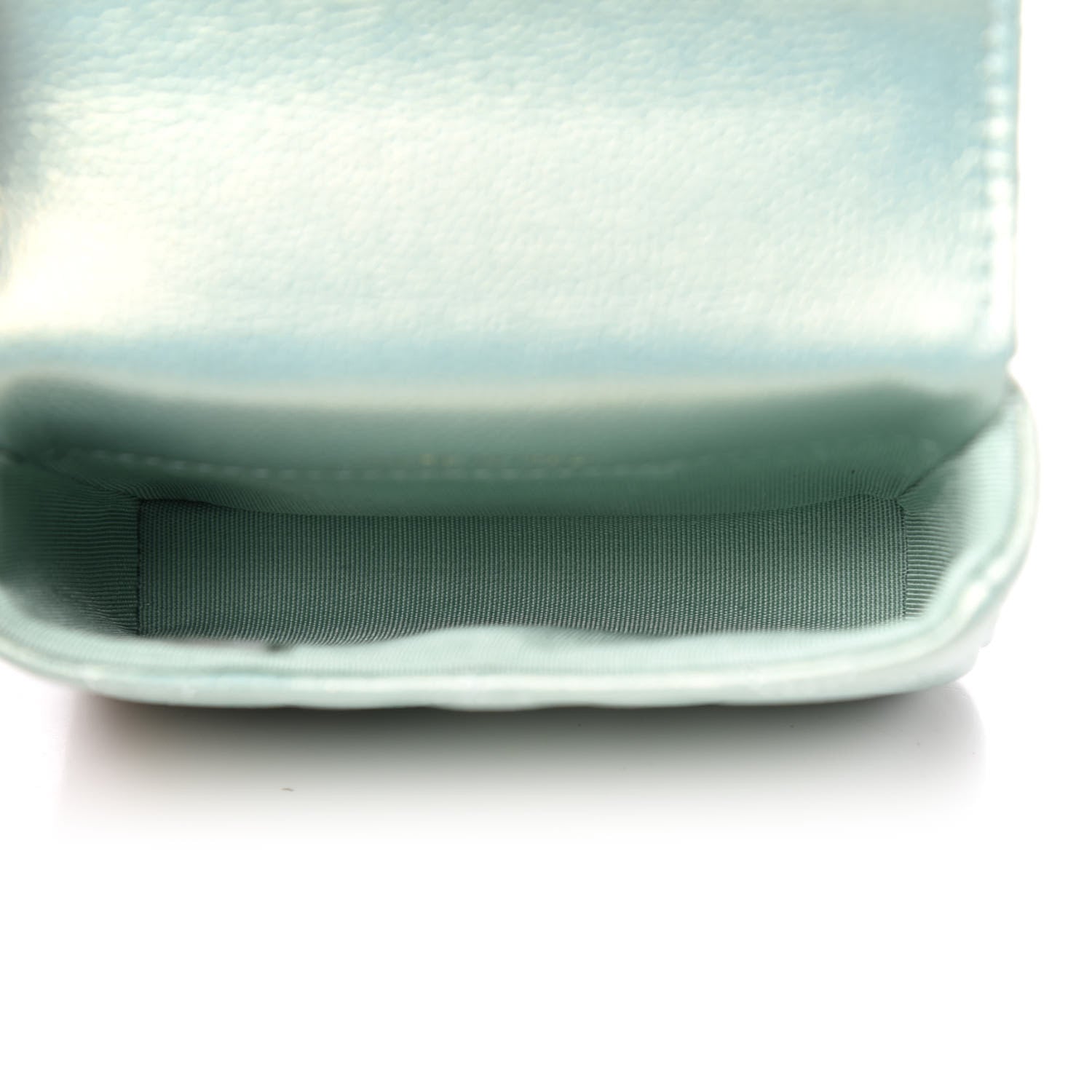 Chanel Iridescent Caviar Quilted Pearl On Top Coin Purse With Chain Light Green 8 of 12