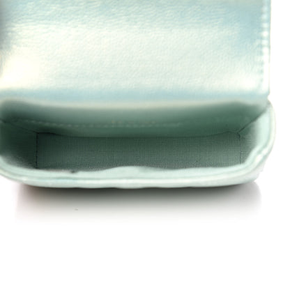 Chanel Iridescent Caviar Quilted Pearl On Top Coin Purse With Chain Light Green 8 of 12