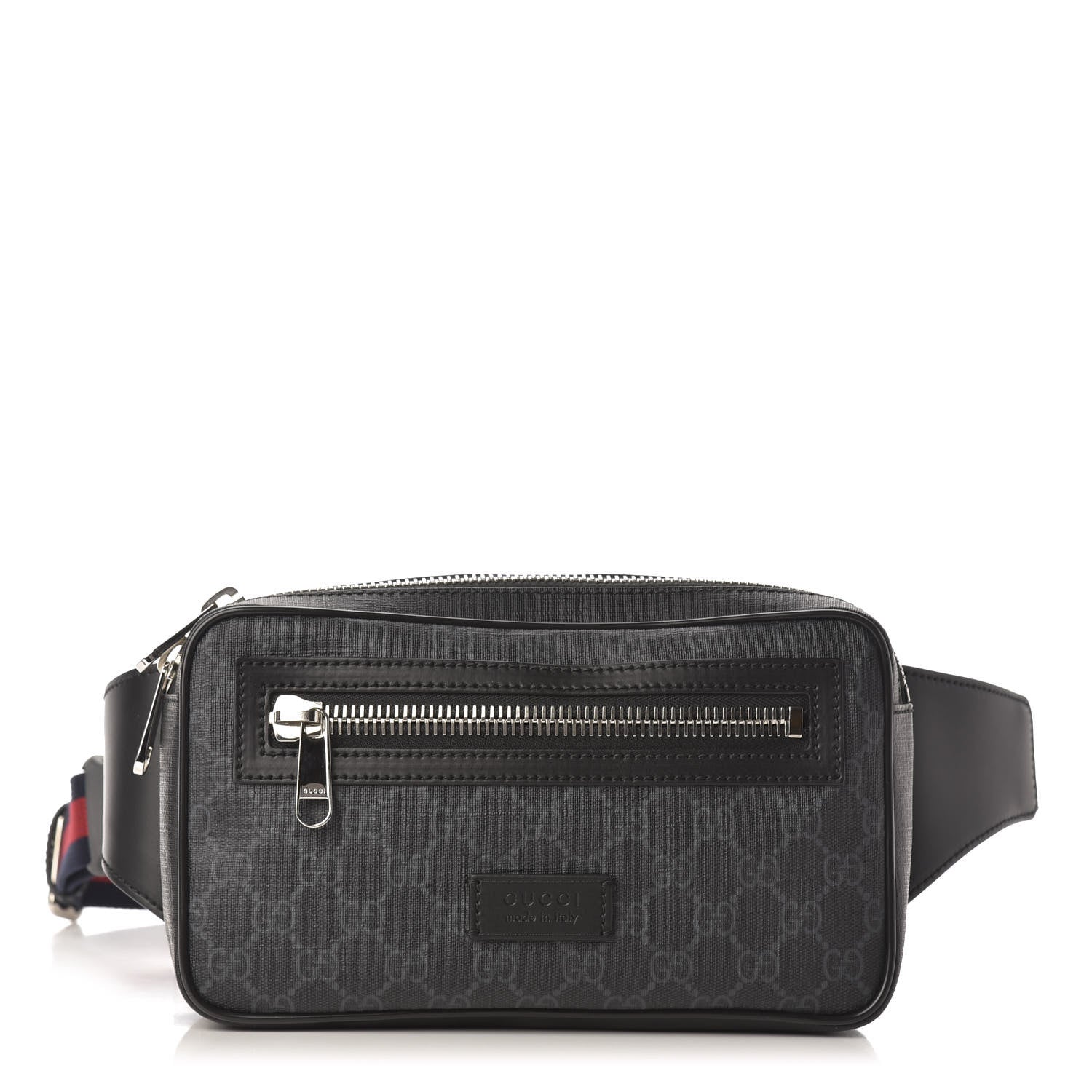 Gucci Soft GG Supreme Monogram Web Belt Bag Black Grey 1 of 12