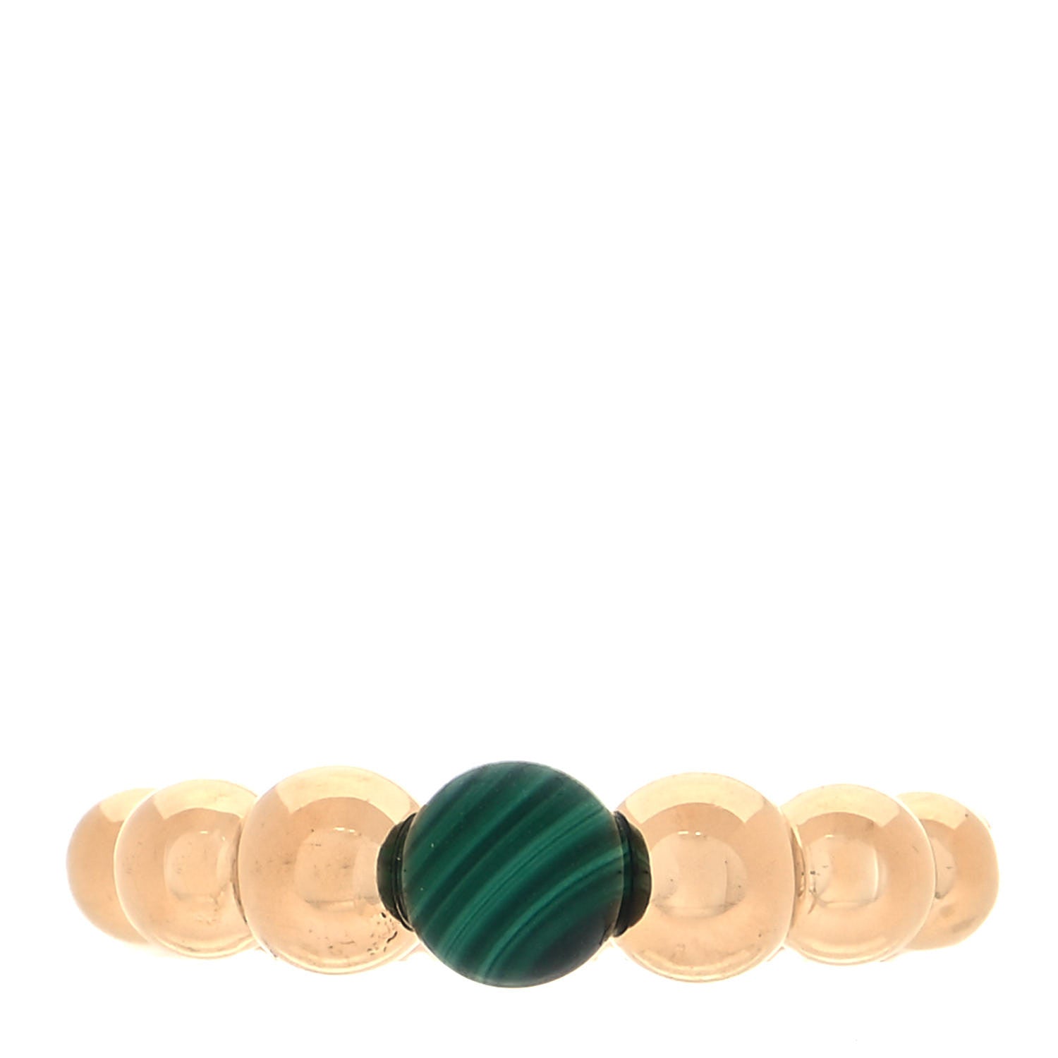 Van Cleef & Arpels 18K Yellow Gold Malachite Perlee Couleurs Variation Ring 55 7.25 1 of 5