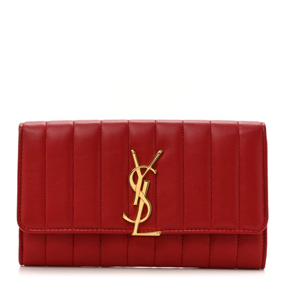 Saint Laurent Lambskin Matelasse Monogram Large Vicky Continental Wallet Rouge Eros 1 of 9