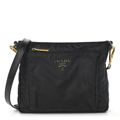 Prada Tessuto Nylon Saffiano Flat Messenger Bag Black 1 of 13