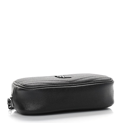 Saint Laurent Grain De Poudre Matelasse Monogram Mini Lou Camera Bag Black 4 of 9