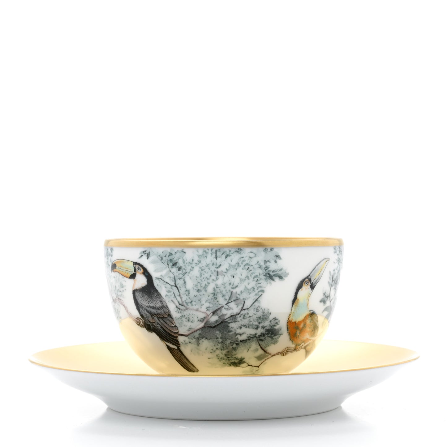 Porcelain Gold Carnets d'Equateur Tea Cup and Saucer