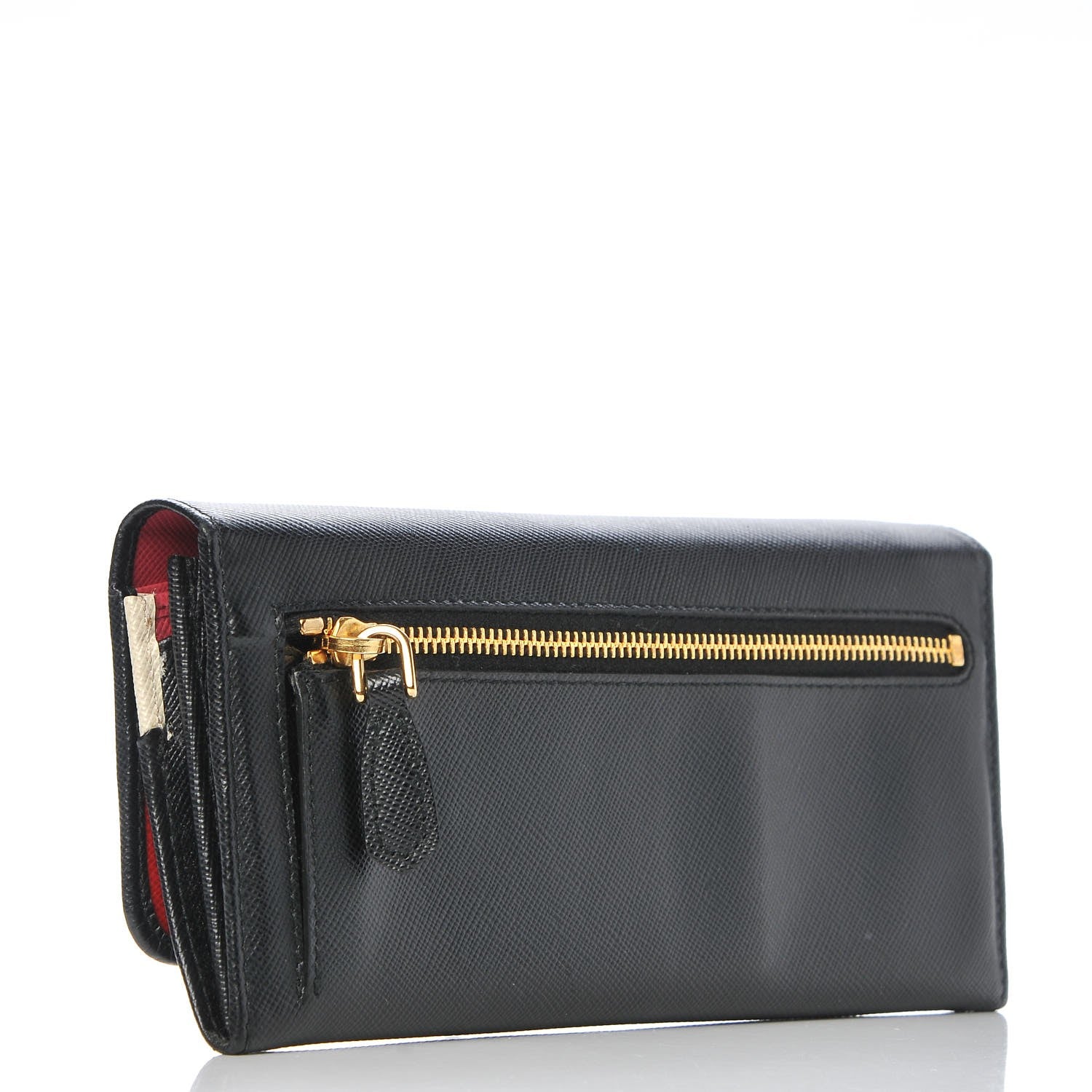 Prada Saffiano Multicolor Continental Flap Wallet Black Peonia 3 of 7