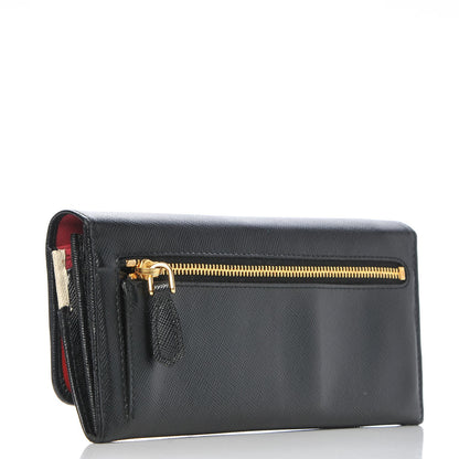 Prada Saffiano Multicolor Continental Flap Wallet Black Peonia 3 of 7