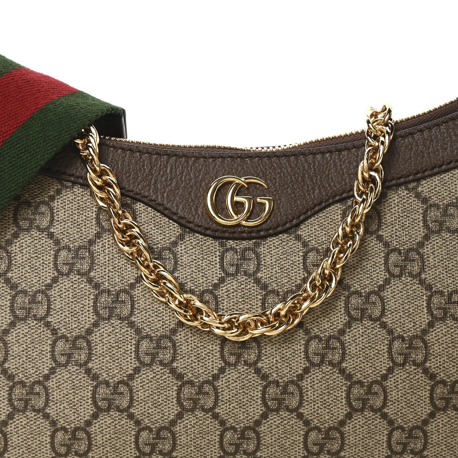 Gucci GG Supreme Monogram Textured Dollar Calfskin Web Small Ophidia GG Handbag Beige Ebony New Acero 8 of 10