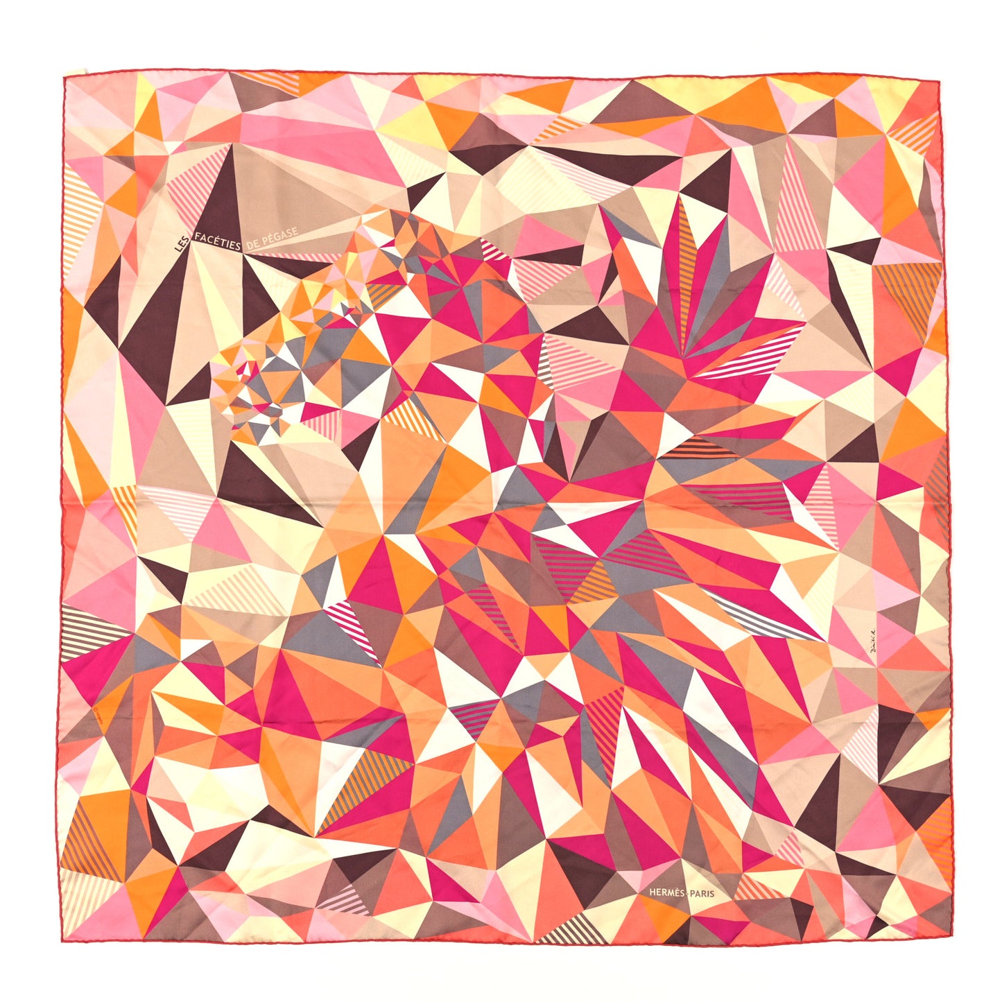 Silk Les Faceties De Pegase Scarf 90 Corail Fuchsia Orange
