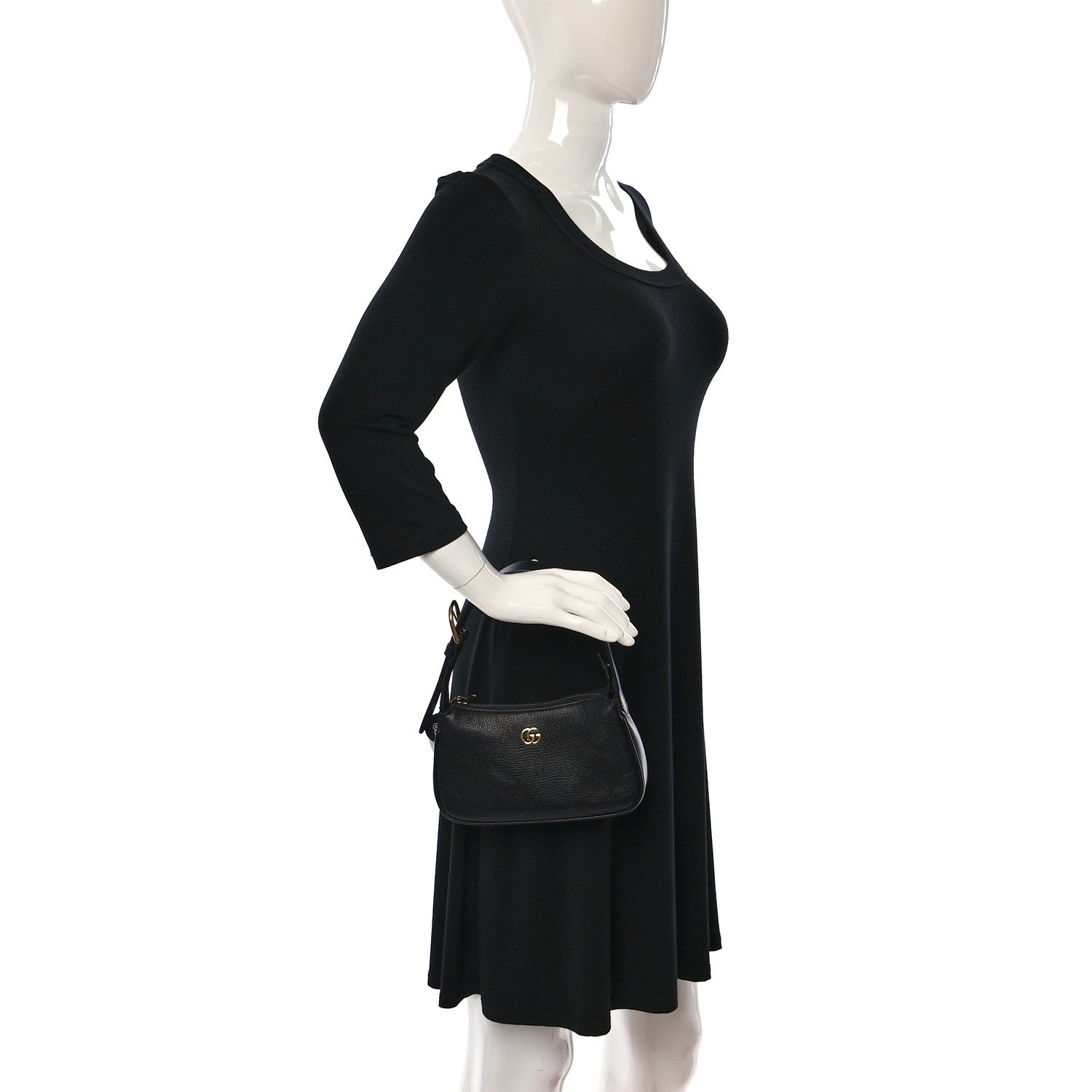 Gucci Goatskin Mini Aphrodite Shoulder Bag Black 2 of 9
