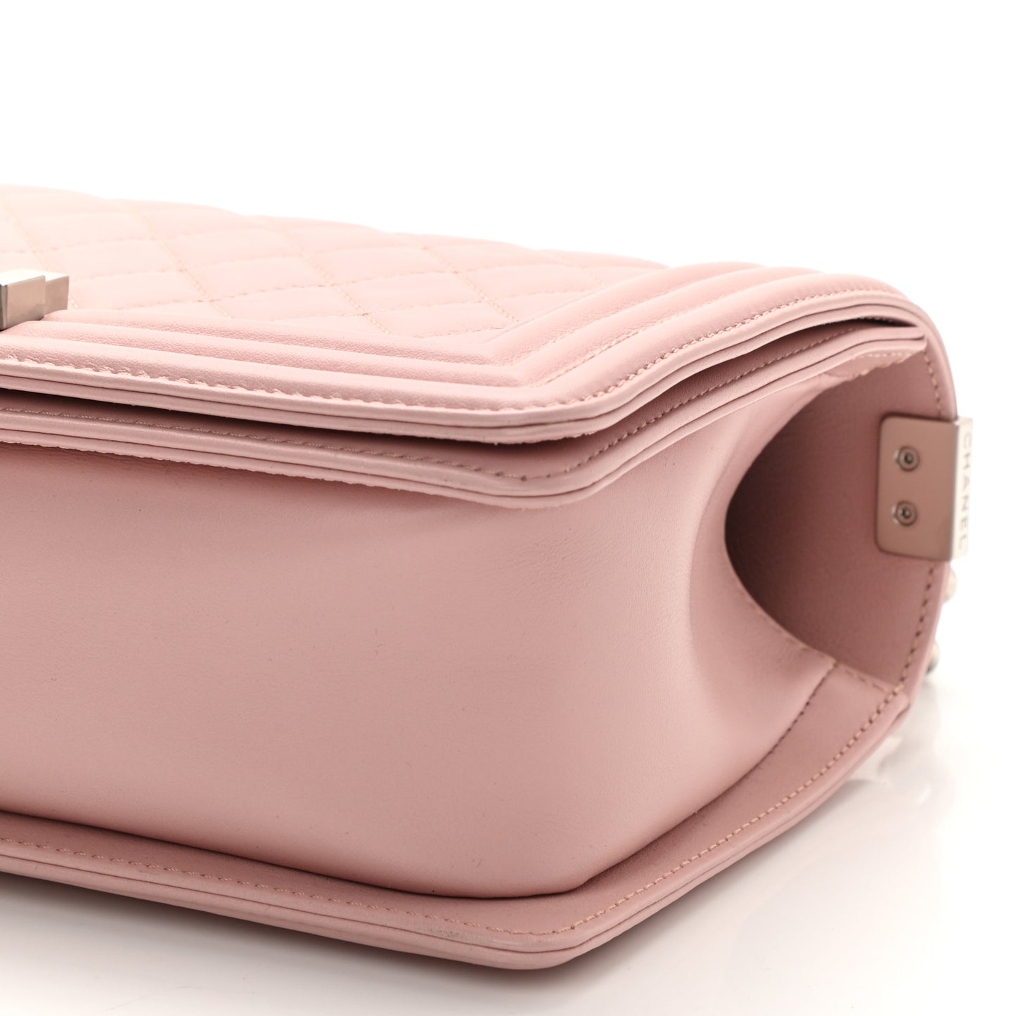 Calfskin Quilted Medium Boy Flap Light Pink