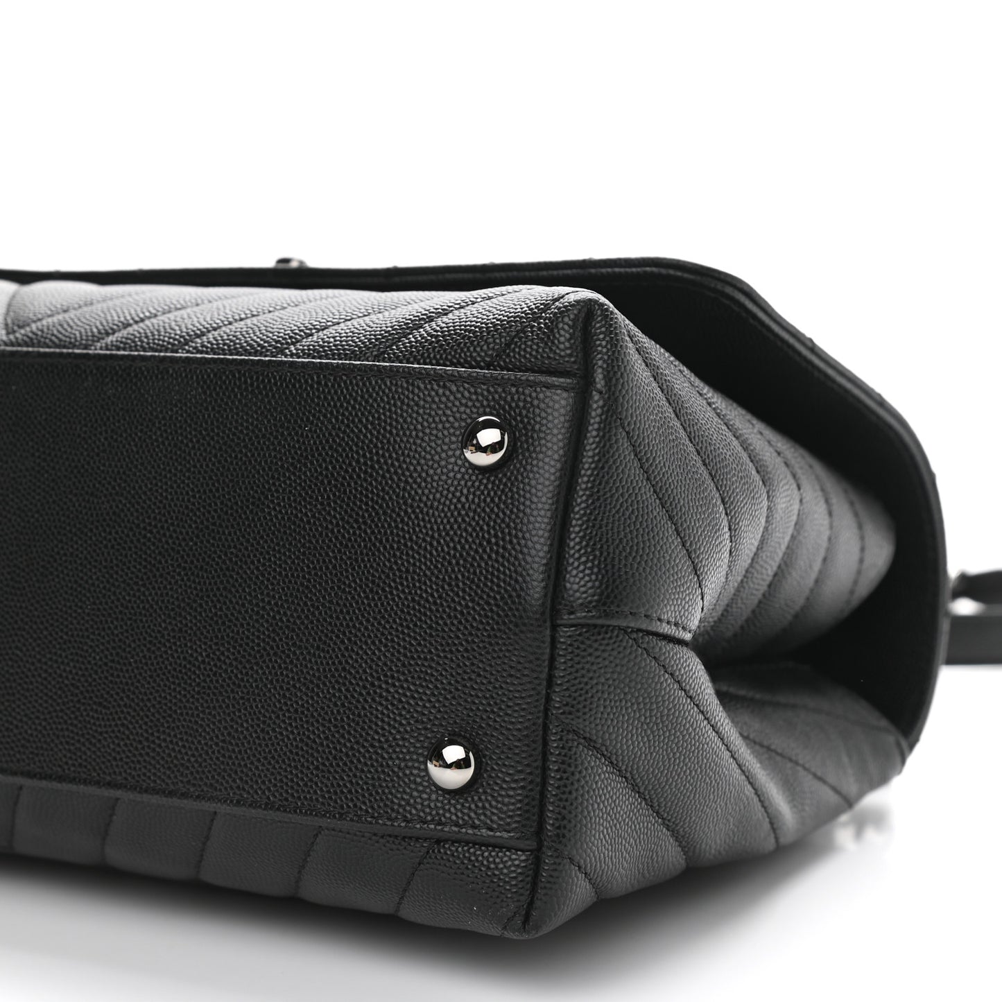 Caviar Chevron Quilted Small Coco Handle Flap Black