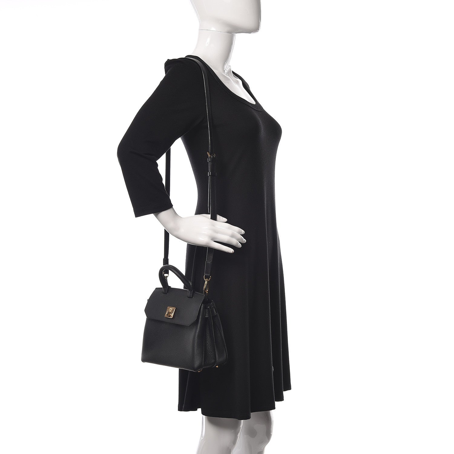 MCM Grained Calfskin Small Milla Crossbody Black 2 of 12