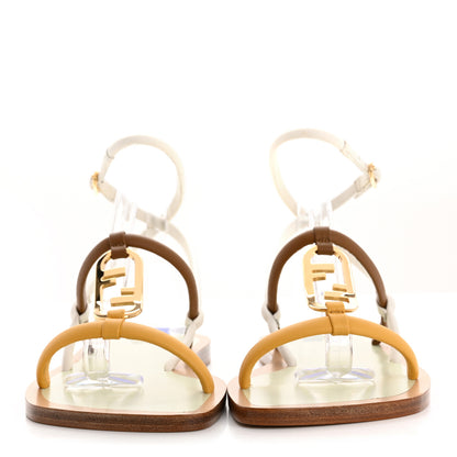 Fendi Nappa Fendi O'Lock Gladiator Flat Sandals 37 Semolina Sabbia White 3 of 10