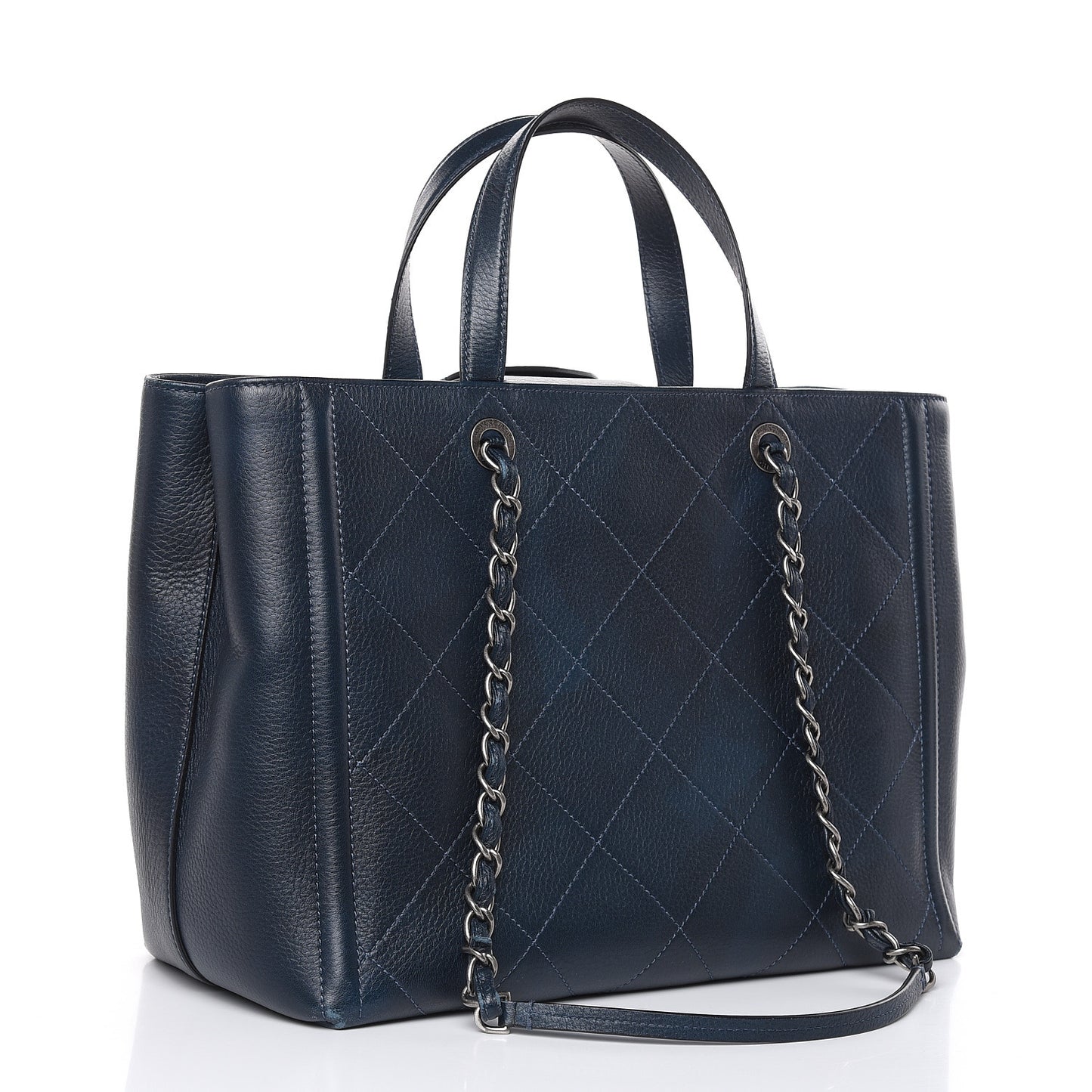 Deerskin Stitched Large CC Shopping Tote Navy