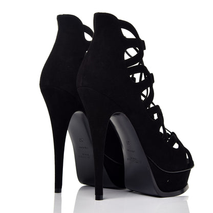 Saint Laurent Kid Scamosciato Tribute 105 Platform Sandals 37 Black 4 of 8