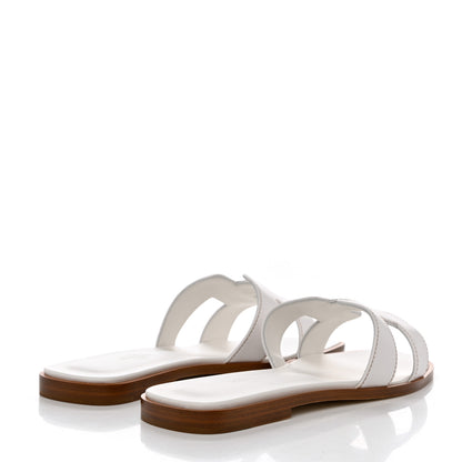 Hermes Box Calfskin Oran Sandals 38 White 4 of 9