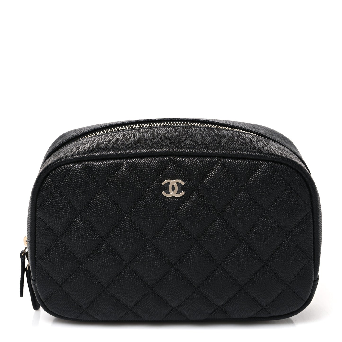Caviar Quilted Medium Curvy Pouch Cosmetic Case Black