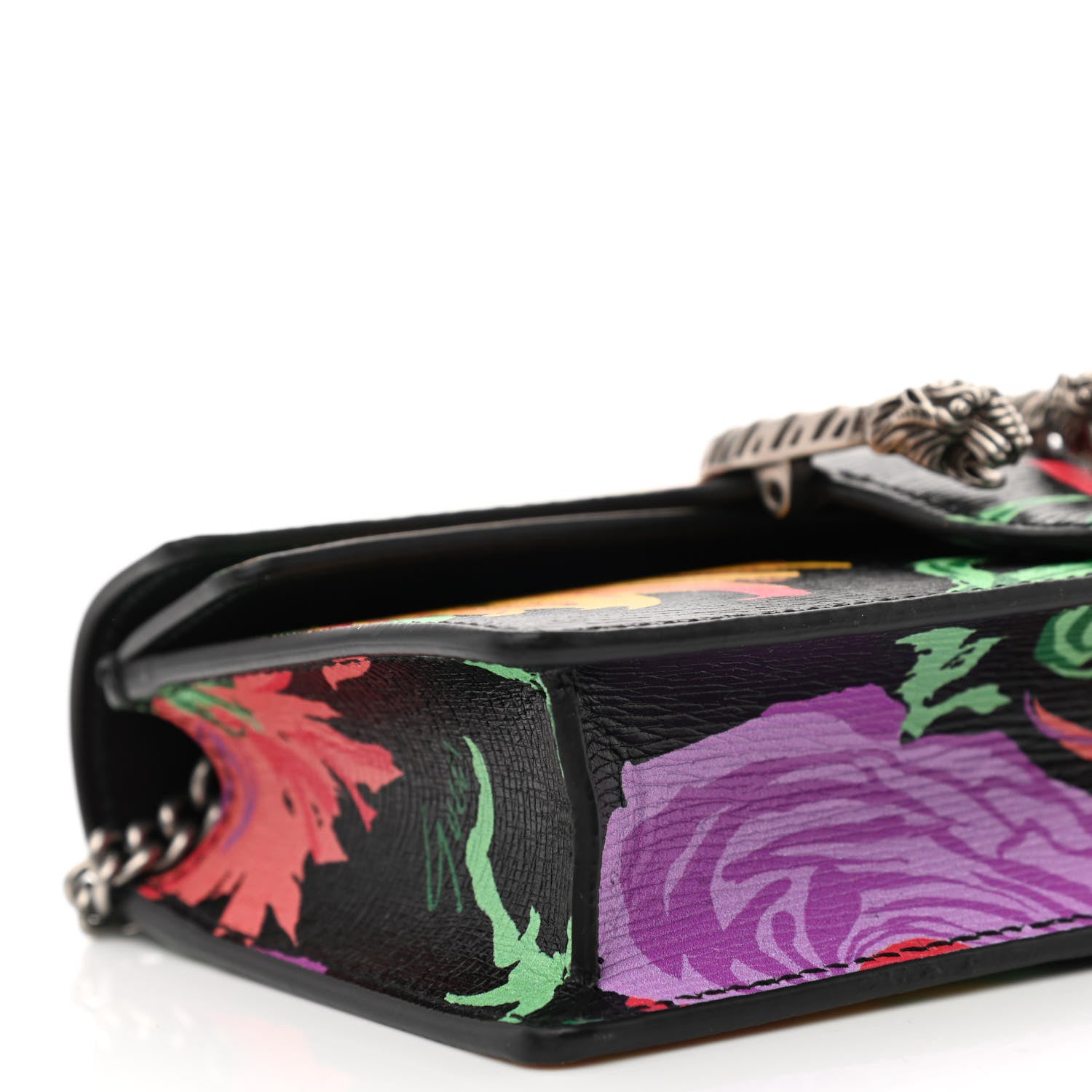 Gucci X KEN SCOTT New Shangai Calfskin Jenny Floral Print Super Mini Dionysus Shoulder Bag Black Pink 8 of 10