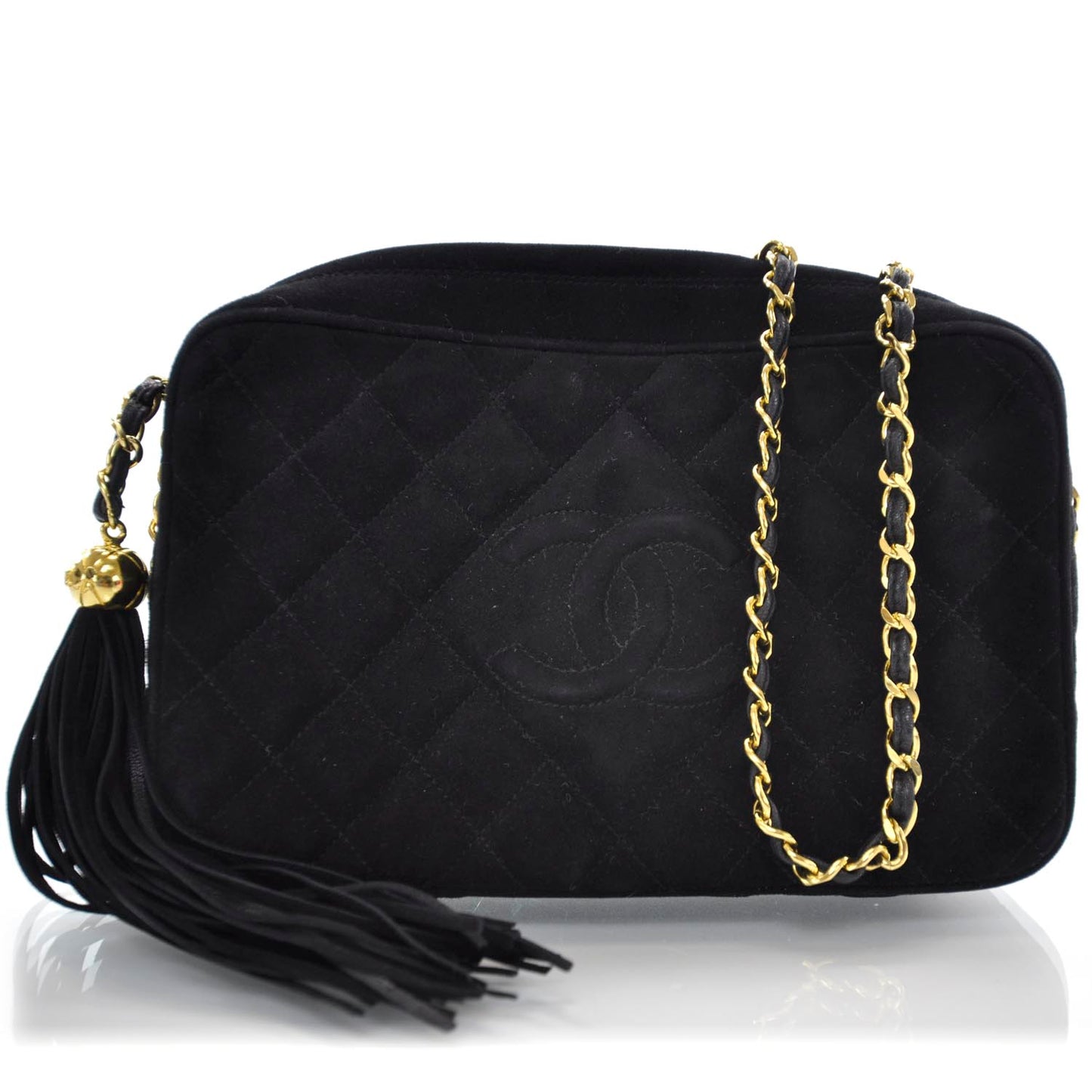 Suede Tassel Camera Case Black