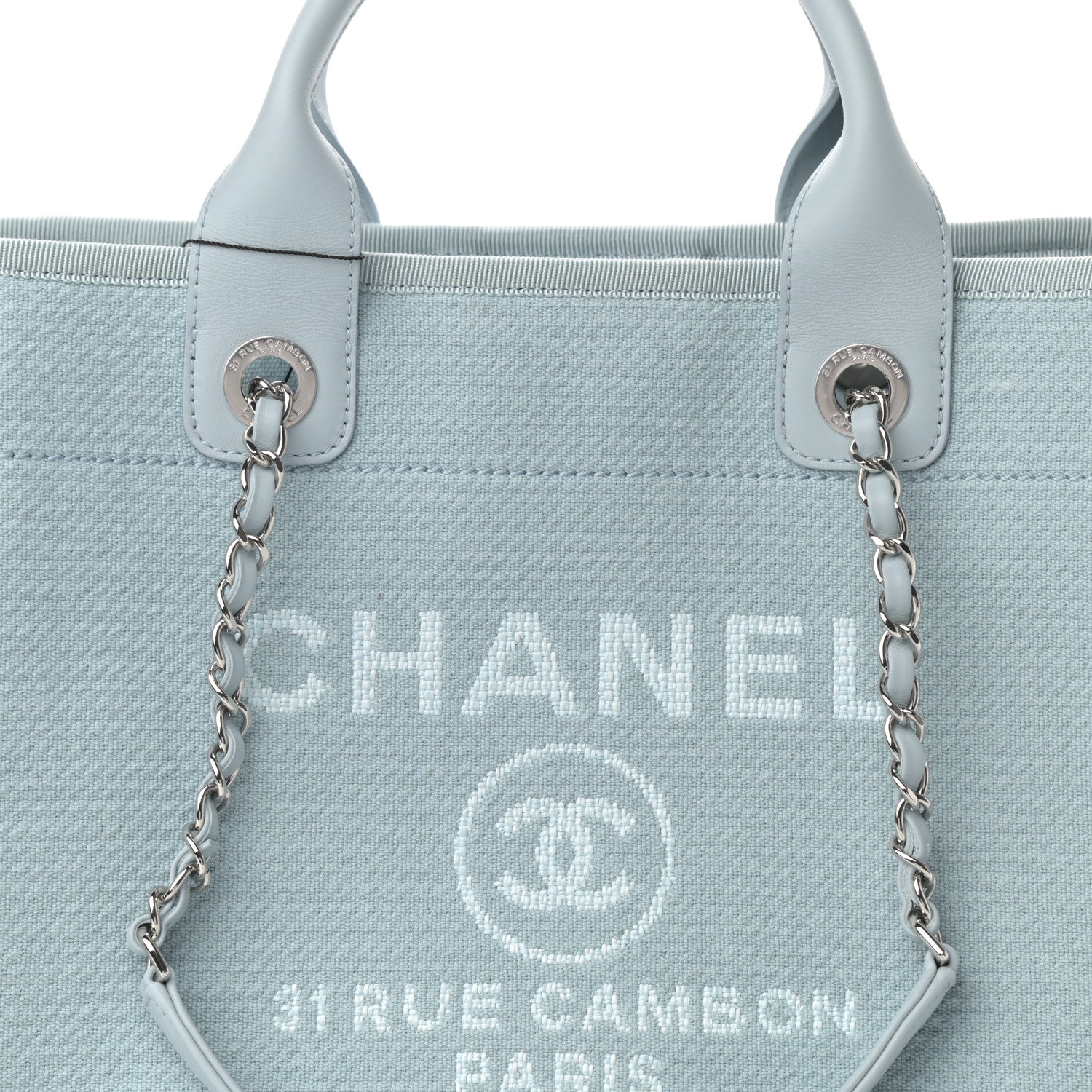 Chanel Mixed Fibers Small Deauville Tote Light Blue 8 of 11