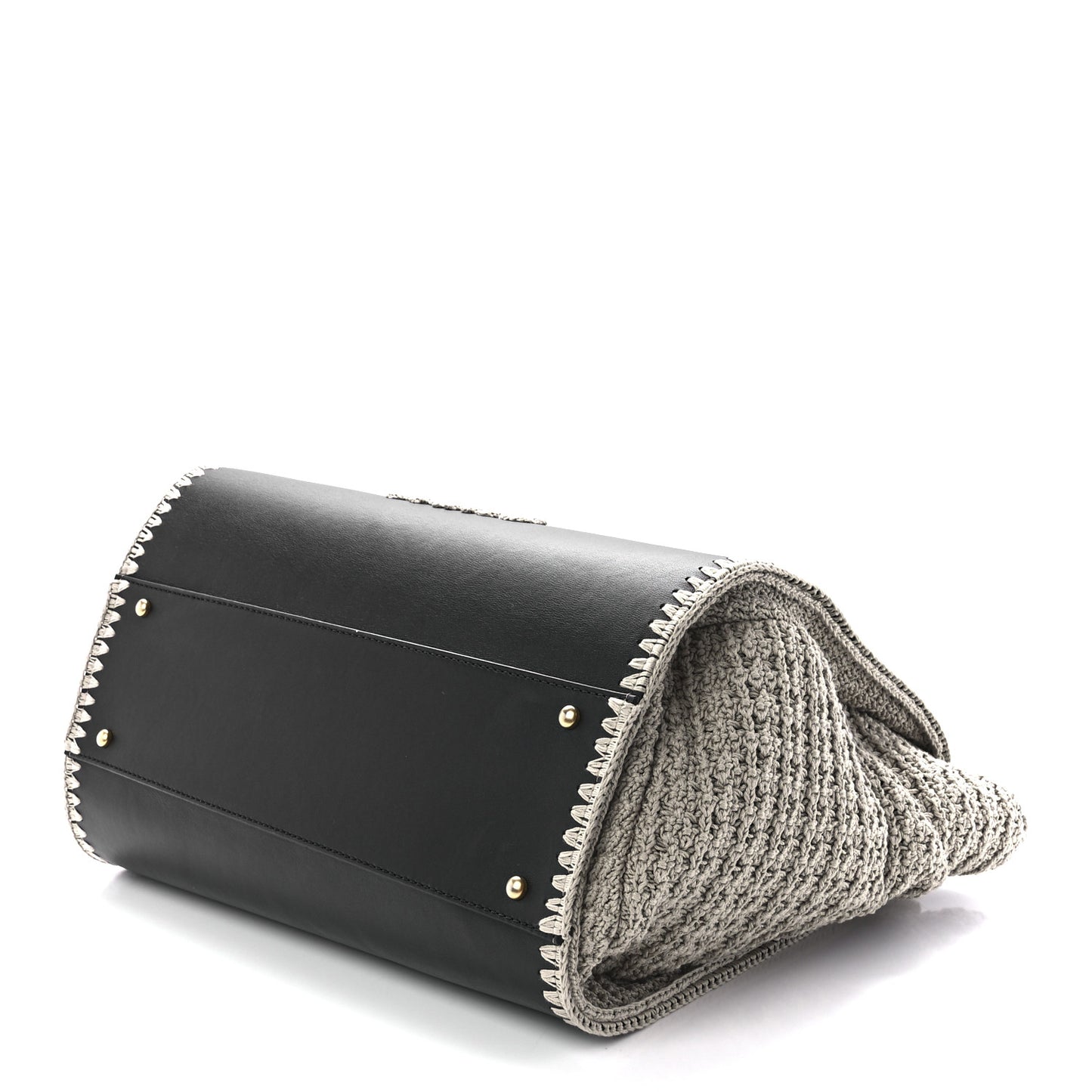 Calfskin Knit Medium Deauville Tote Black Beige