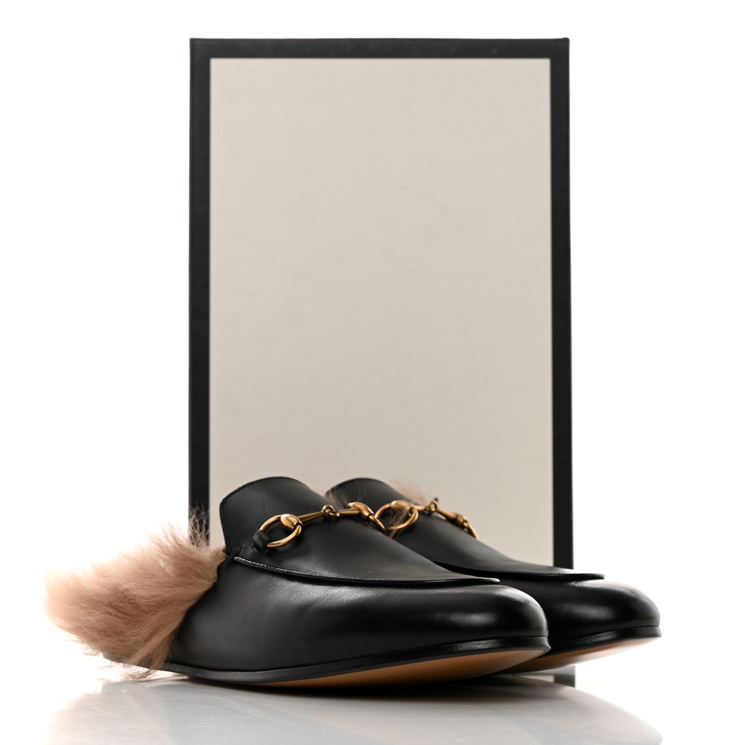 Gucci Calfskin Fur Womens Princetown Slippers 39 Black 8 of 8