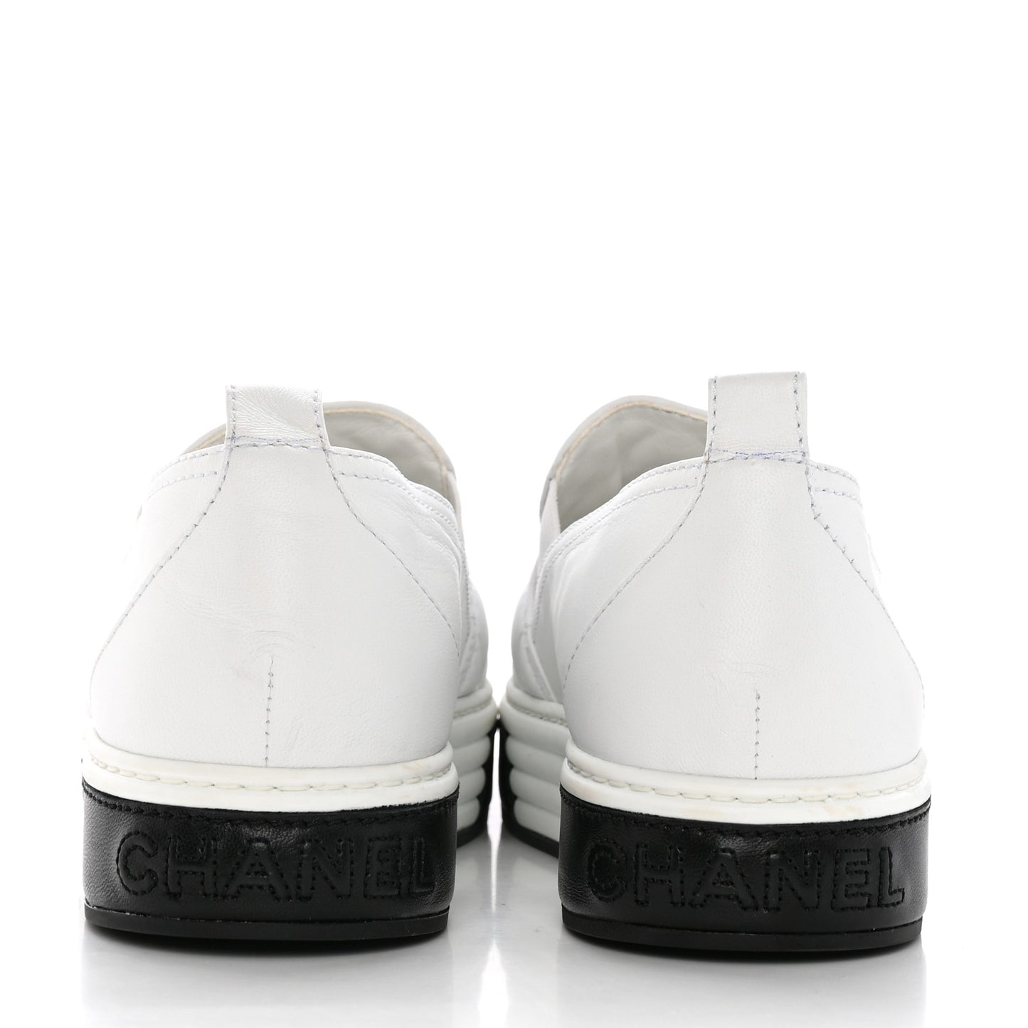Lambskin Quilted Womens CC Stroll Sneakers 40 White