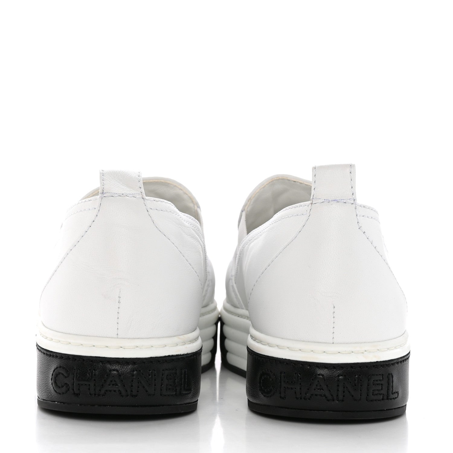 Chanel Lambskin Quilted Womens CC Stroll Sneakers 40 White 5 of 18