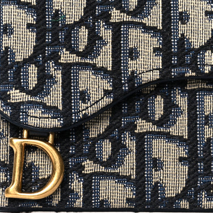 Christian Dior Oblique Saddle Card Holder Blue 8 of 8