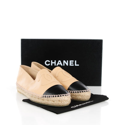 Chanel Lambskin CC Espadrilles 39 Beige Black 2 of 11