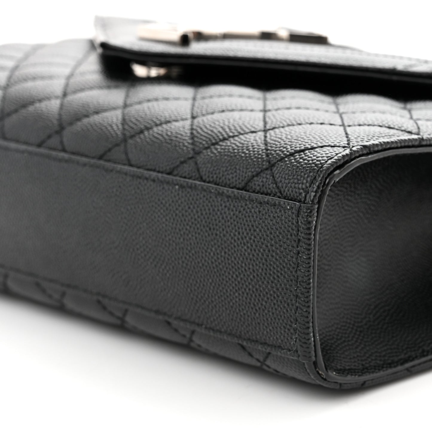Grain De Poudre Textured Mixed Matelasse Triquilt Medium Monogram Satchel Black